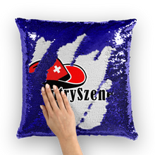 Laden Sie das Bild in den Galerie-Viewer, CountrySzene.ch Logo Sequin Cushion Cover
