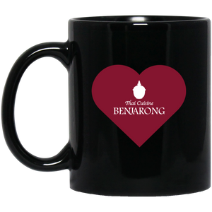 Love Benjarong (red - 1 heart) Benjarong Red Heart both sides 11oz Black Mug