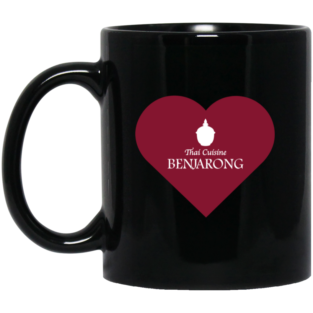 Love Benjarong (red - 1 heart) Benjarong Red Heart both sides 11oz Black Mug