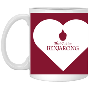 Love Benjarong (white 2 heart) new 2 Hearts Benjarong on Red Background -  11oz White Mug