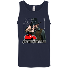 Laden Sie das Bild in den Galerie-Viewer, Tshirt Design - CountrySzene.ch - shooting Cowboy -TRANSPARENT - 1500 x 2500 px G520 Cotton Tank Top 5.3 oz.
