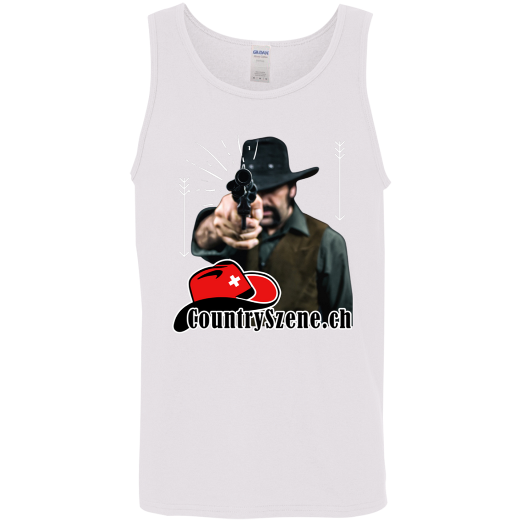 Tshirt Design - CountrySzene.ch - shooting Cowboy -TRANSPARENT - 1500 x 2500 px G520 Cotton Tank Top 5.3 oz.