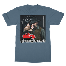 Laden Sie das Bild in den Galerie-Viewer, Shooting Cowboy - CountrySzene.ch Logo Classic Adult T-Shirt
